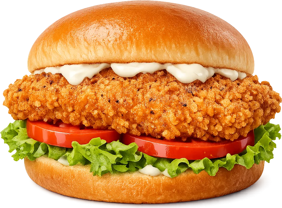 Il Croccante: panino con pollo impanato, insalata, pomodoro e maionese